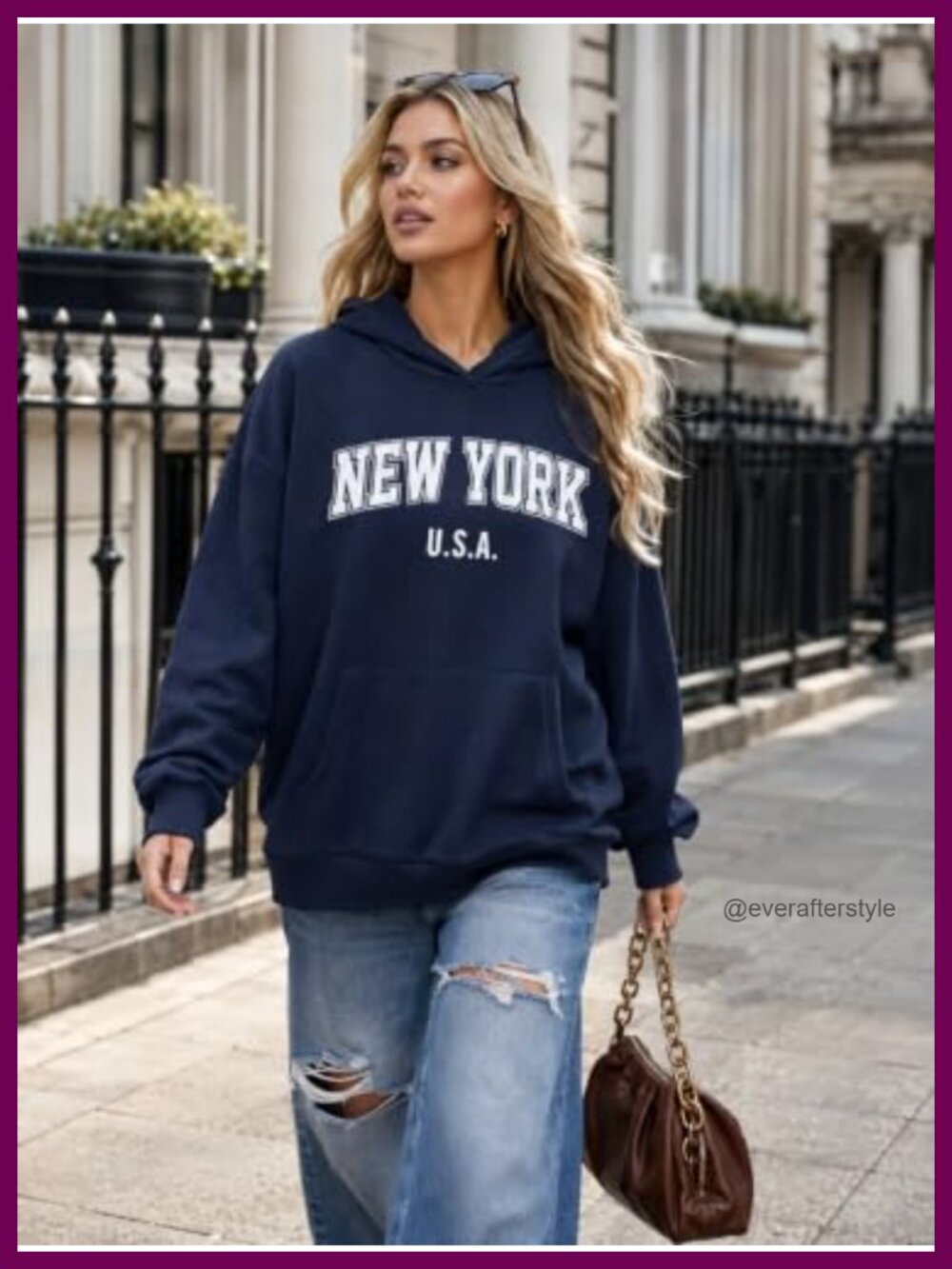 Oversized City Graphic Hoodie Y2K Streetwear Pullover Fleece - Picture 2 of 6